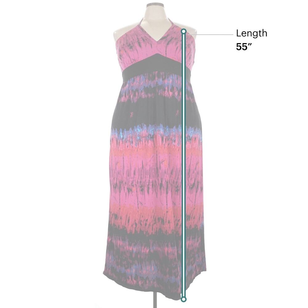 Baby Phat Vintage Y2K Halter Maxi Long Dress Tie Dye Cat Logo Print Plus Size 3X - Picture 8 of 11
